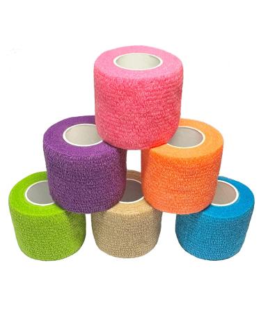 Self Adhesive Bandage Wrap 2 x 5 Yards Elastic Bandage Wrap Self Sticking Bandage Tape 6 Pack