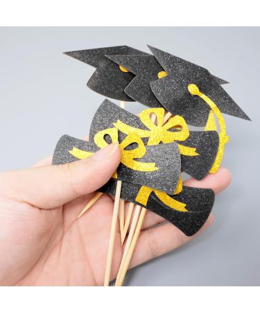 Honbay 24PCS Glitter Graduation Cupcake Toppers Graduation Cap and Diploma Cake Toppers Appetizer Picks Graduation Party Decorations for Celebration (2 Style) - Buy Online on GoSupps.com