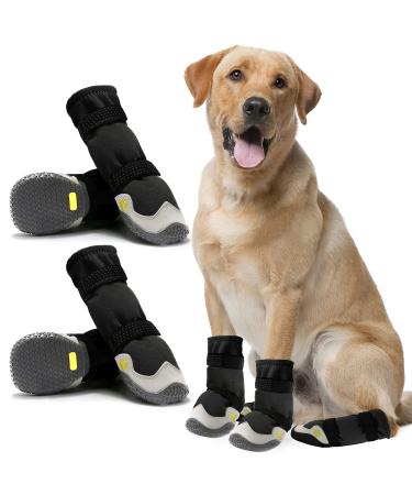 AQH dog shoes 4 pieces of breathable boots for dogs with reflective straps microfiber leather rubber rhombic sole dog paw protection (C 4#) C size 4: 4.8-5.2 cm wide - Buy Online on GoSupps.com