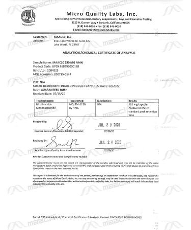 MAAC10 NMN 250mg Capsules - Genuine NAD+ Supplement, Stabilized Form, 30 Capsules - Buy Online on GoSupps.com
