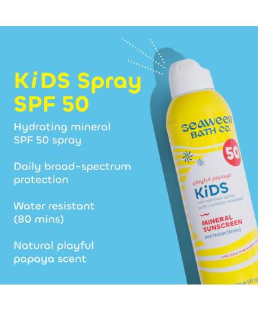 Seaweed Bath Co. Kids Mineral SPF 50 Sunscreen Spray - Water Resistant Tear Free Broad Spectrum Zinc Oxide - 6 Oz - Buy Online on GoSupps.com