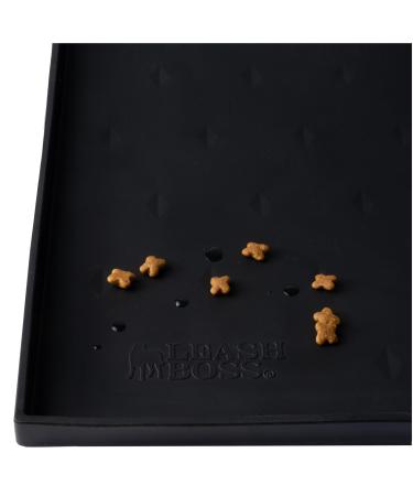 Leash boss spray mat XL - bowl pad cats & dogs with large lip slide and waterproof silicone bowl pad for feed water or fountain (64 x 43 cm black) XL - 64 x 43 cm black