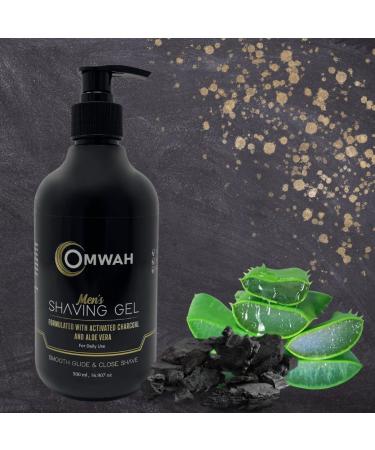 OMWAH Men Charcoal Shaving Gel - Activated Charcoal & Aloe Vera - 16.9 oz - Professional Barber Use - Buy Online on GoSupps.com