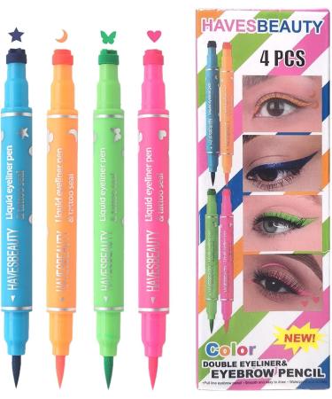Makeup Eyeliner Pen - Double-Ended Makeup Pencil Smudge-Proof Eye Makeup | 4-Color Makeup Eyeliner Pen with Easy-to-Use Pencil - Buy Online on GoSupps.com