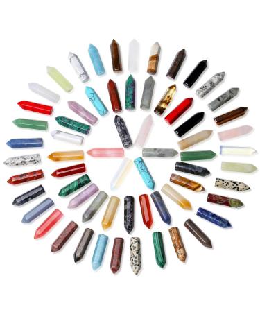 XIANNVXI 64 Pcs Healing Crystals Wands Crystals Points Natural Assorted Crystals Gemstones Healing Stones Reiki Crystal Tower for Meditation Balancing Witchcraft Supplies Spiritual Gifts Multicolour-64