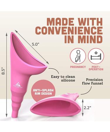 Pitch and Trek Female Urination Device - Silicone Standing Pee Funnel with Carry Bag for Travel, Road Trip, Festival, Camping & Hiking - Pink - Buy Online on GoSupps.com