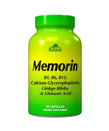 ALFA VITAMINS Memorin Supplement, Contains Vitamin B Formula with Ginkgo Biloba and Glutamic Acid to Supports Brain Health and Memory - 60 Capsules