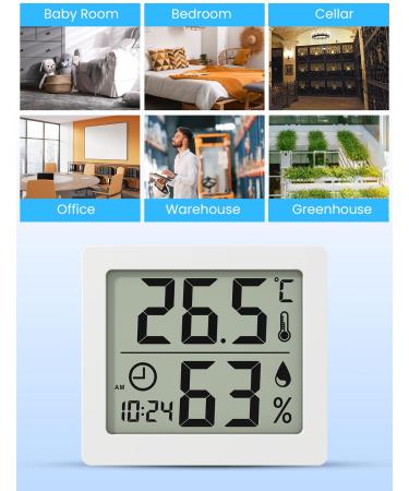 Pitasha Digital Thermo-Hygrometer - 3.2 LCD Desktop Thermometer & Hygrometer with Clock | Accurate Temperature & Humidity Measurement | International Shipping Available - Buy Online on GoSupps.com