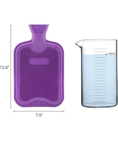 2 Liter Premium Classic Rubber Hot Water Bottle with Cute Knit Cover - Purple/Snowflake Design (2 Piece Set) - Buy Online on GoSupps.com