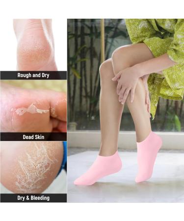 5 Pairs Silicone Moisturizing Socks for Women - Soft Foot Care for Dry Cracked Feet - Skin Color Pink - Buy Online on GoSupps.com