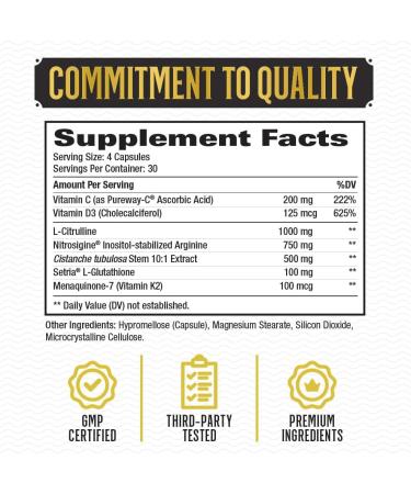 Buy Premium Nitric Oxide Supplement for Men - 6-in-1 Blood Flow Stamina & Energy Booster | 120 Capsules - Fast International Shipping - Buy Online on GoSupps.com