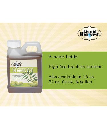 8oz Liquid Harvest Cold Pressed Neem Oil - High Azadirachtin Content for Plants & Spray Solutions - Buy Online on GoSupps.com