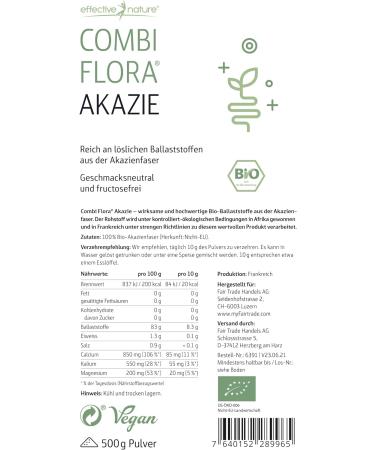 Organic Acacia Fiber Powder - 500g | 80% Fiber Content | Additive-Free & Certified | 50 Days Stock - Buy Online on GoSupps.com