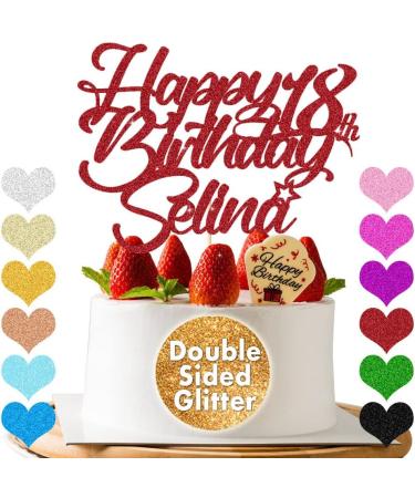 Personalised Cake Topper Happy Birthday Cake Topper Custom Cake Toppers Cake Decorations Cake Topper with Any Name Age for 1st 10th 16th 18th 20th 21st 30th 40th 50th 60th 70th 80th (Red) - Buy Online on GoSupps.com