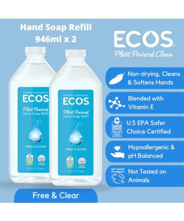 ECOS Supercharged Squeaky Clean: Free & Clear Refill Hand Soap (2 Pack) | Emphasizes both cleaning power friendliness - Buy Online on GoSupps.com
