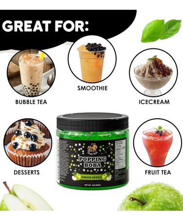 Popping Boba Pearls | 1LB (454g) | Bursting Tea Balls for Drinks Desserts Smoothies and Snack Toppings | Bubble Tea Tapioca Pearls Mix Kit (Green Apple) - Buy Online on GoSupps.com