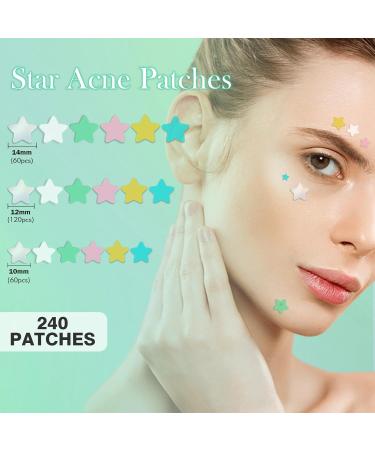 Star Pimple Patches - 240 Hydrocolloid Acne Dots with Tea Tree Oil | 3 Sizes & 6 Colors for Blemish Relief - Buy Online on GoSupps.com