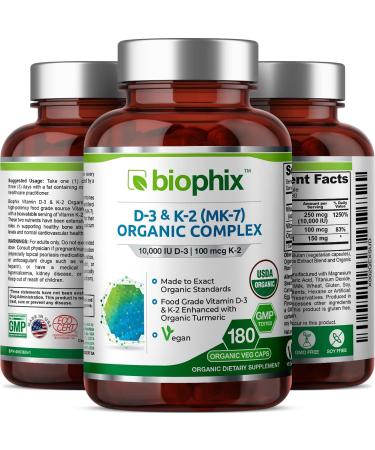 Biophix Vitamin D3 K2 Turmeric 180 Vcaps - Organic High-Potency Formula for Strong Bones & Immune Support - Buy Online on GoSupps.com
