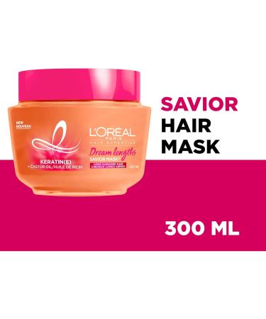 L Or al Paris Dream Lengths Savior Mask Hair Mask for Long Damaged Hair Formulated with Castor Oil & Keratin to Regenerate Damaged Length 300ml - Buy Online on GoSupps.com