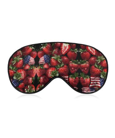 Strawberries U.S. Flag Funny Eye Mask Soft Blindfold Cover Night Eyeshade with Adjustable Strap for Sleeping Travel