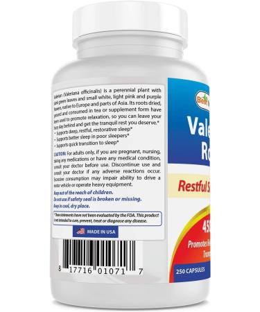 Best Naturals Valerian Root 450mg - 250 Capsules for Natural Sleep Support - Buy Online on GoSupps.com