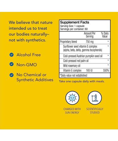 NORTH AMERICAN HERB & SPICE Purely-E - 60 Capsules Pack of 2 - Supports Healthy Hair Skin & Nails - From Sunflower Oil Pumpkin Seeds & African Red Palm Oil - Non-GMO - 120 Total Servings - Buy Online on GoSupps.com
