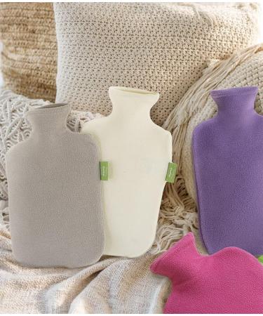 Fashy Hot Water Bottle 2.0L with 100% Recycled Polyester Fleece Cover - Eco-Friendly Lilac Comfort | International Shipping Available - Buy Online on GoSupps.com
