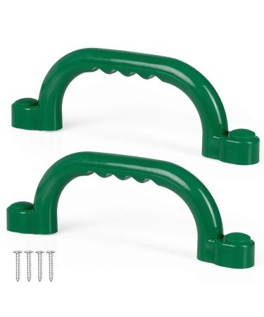 Playground Safety Handles, 2 Pack  Green Grab Handle Bars for Outdoor Jungle Gym or Swing Set