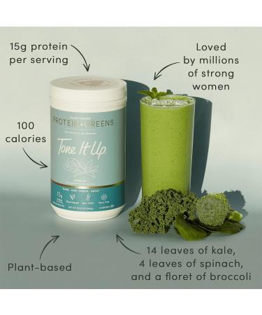 Tone It Up Plant Based Protein Powder + Greens | Dairy Free, Kosher, Non-GMO | 28 Servings, 15g Protein | Vanilla 1.60lb - Buy Online on GoSupps.com
