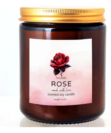 Rose Scented Candle - Soy Wax Aromatherapy with Crystals & Rose Petals | Perfect Stress Relief Gift for Women - Ideal for Birthdays & Anniversaries - Buy Online on GoSupps.com