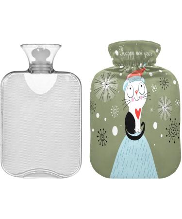 Cozy Christmas Cat Hot Water Bottle - 2L Fleece Cover for Warmth & Comfort | Ideal for Hot/Cold Compresses - Buy Online on GoSupps.com