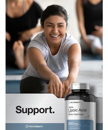 Alpha Lipoic Acid 600mg - 240 Capsules with Biotin | Non-GMO, Gluten-Free | Horbaach - Buy Online on GoSupps.com