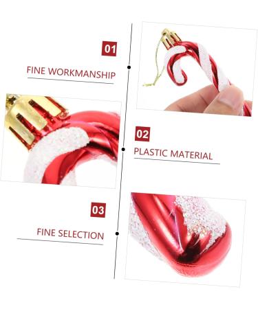 Cabilock 18 Pcs Crutch Pendant Holiday Candy Cane Hanging Ornament Kid Toy Child Christmas Plastic Makeup Red - Buy Online on GoSupps.com