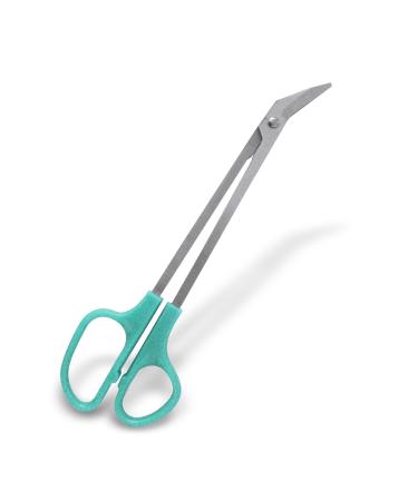 Happy Healthy Smart Finger and Toenail Scissors for Adults & Seniors  Long Stainless Steel 8 1/4 Inch Nail Clippers with Ergonomic Design  Long Handle and Angled Blades (Turquoise)
