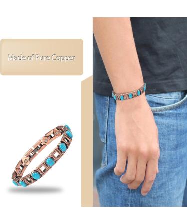Buy Enercoppex 99.99% Pure Copper Magnetic Therapy Bracelet for Arthritis Relief - Strong 3500 Gauss Turquoise Jewelry for Women - Buy Online on GoSupps.com