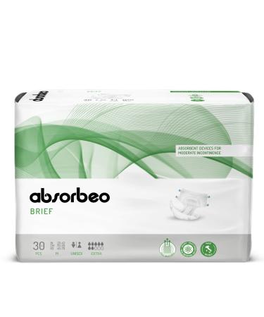 Absorbeo diaper extra 30 pieces absorbent aid for medium bladder weakness absolute comfort total protection anti-Otour system fully breathable unisex size M (30 pieces)