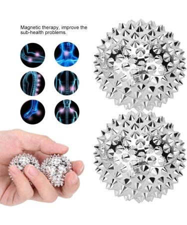 Magnetic Massage Ball - 1 Pair Silver Acupuncture Handballs for Finger Stiffness Relief & Deafness | 1.3-Inch Massage Therapy - Buy Online on GoSupps.com