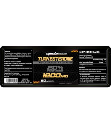 Turkesterone Supplement 1200mg - High Strength 20% Turkesterone Extract for Muscle Growth - Vegan & Additive-Free - 60 Count - Buy Online on GoSupps.com