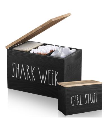 Mistod tampon holder for bathrooms pad and tampon organizer with tablet lid wood feminines product shark week tampon storage bathroom accessories small storage box-black - Buy Online on GoSupps.com