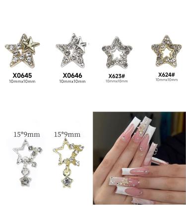 YOSOMK 30 PCS Star Nail Charms: 3D Gold & Silver Dangling Stars for Luxury Nail Art - Rhinestones, Gems, Diamonds for Acrylic Nail Decoration - Buy Online on GoSupps.com