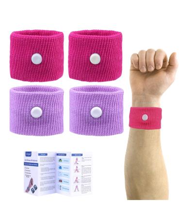 Morning Sickness Relief Wristbands Pregnancy 2 Pairs Plus Size Wide Wrists Adult Travel Sickness Bands Motion Sickness Bands Anti Nausea Wristbands Sea Bands for Car Cruise Pregnancy Nausea Relief Hot Pink+light Purple(plus Size)