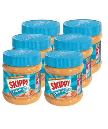 Skippy 6x 340g peanut butter "Creamy" |Peanut butter without palm oil |Extra smooth and from 91% peanuts |Peanut butter without pieces |Delicious peanut butter with full and creamy taste peanut 340 g (6 Pack)