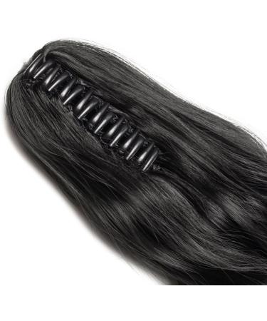 Claw Clip Ponytail Hair Extension - 18 Wavy Dark Black Synthetic Hairpiece - Buy Online on GoSupps.com