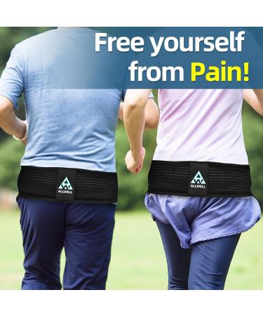 ALLWELL Sacroiliac SI Belt for Sciatica Relief | 3-in-1 Back Brace for Men & Women - Lower Back & Hip Pain Support - Buy Online on GoSupps.com