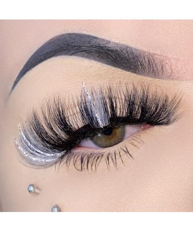 Miss Kiss MIAMI White Silver Glitter Cat Eye False Eyelashes - 20MM 3D Natural Look Makeup Women - Buy Online on GoSupps.com