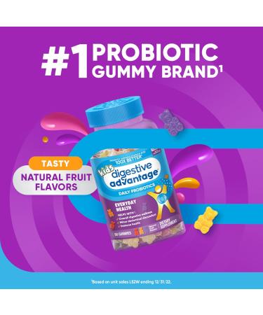 Digestive Advantage Daily Probiotic Gummy for Kids Multi Natural Fruit Flavours 80.0 Count natural fruit flavours 80 Count (Pack of 1) - Buy Online on GoSupps.com