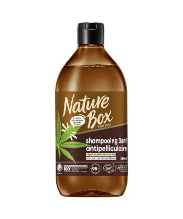 Nature Box MEN 3in1 Shampoo - Hair, Scalp, Beard - Vegan Shampoo with Cold Pressed Hemp Oil - Regulates Dandruff & Soothes - 98% Natural Ingredients - 385 ml