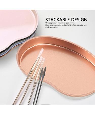 HUSHUI Stainless Steel Manicure Tray Oval Cosmetic Makeup Nail Art Jewelry Dish Desktop Decor Black Silver Champagne Gold - Buy Online on GoSupps.com
