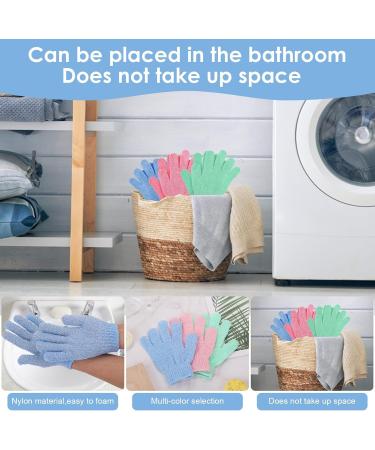 6Pcs Exfoliating Gloves - Bamboo Shower Gloves - Bath and Body Exfoliator Mitts - Scrubs Away Ingrown Hair and Dead Skin - for Shower Spa Massage and Dead Skin Cell Remover Loofah - Green Blue Pink Blue+Green+Pink - Buy Online on GoSupps.com