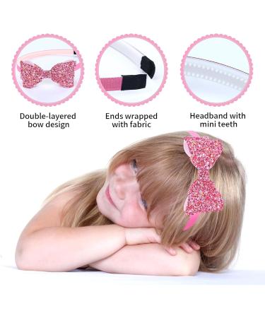 Cinaci 10 Pieces Sparkling Sequin Bow Plastic Headbands with Teeth Hair Bands Hairbow Accessories for Toddlers Kids Teens Girls - Buy Online on GoSupps.com